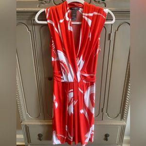 Bisou Bisou coral and white sleeveless dress